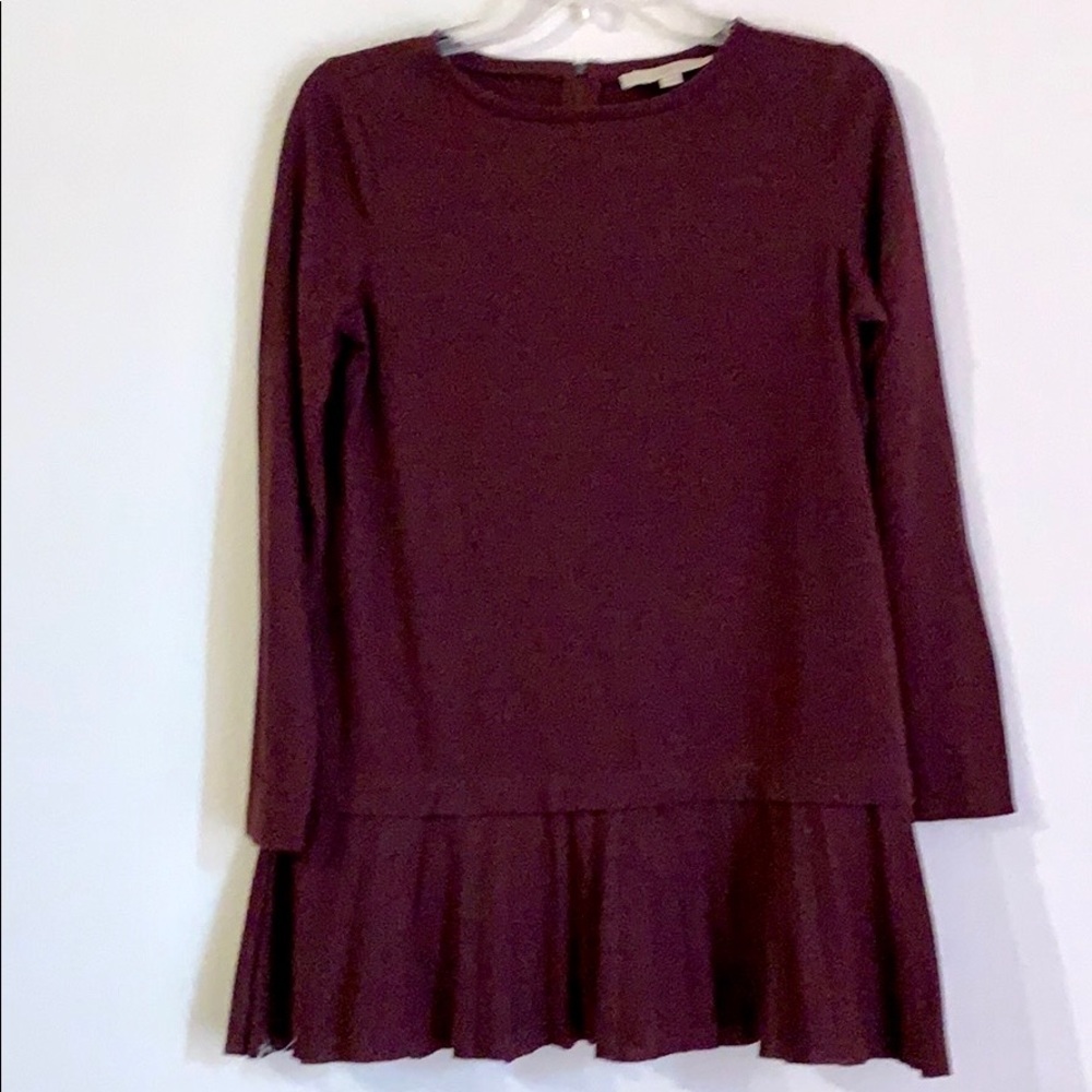 💕 Loft Maroon Tunic with Ruffles